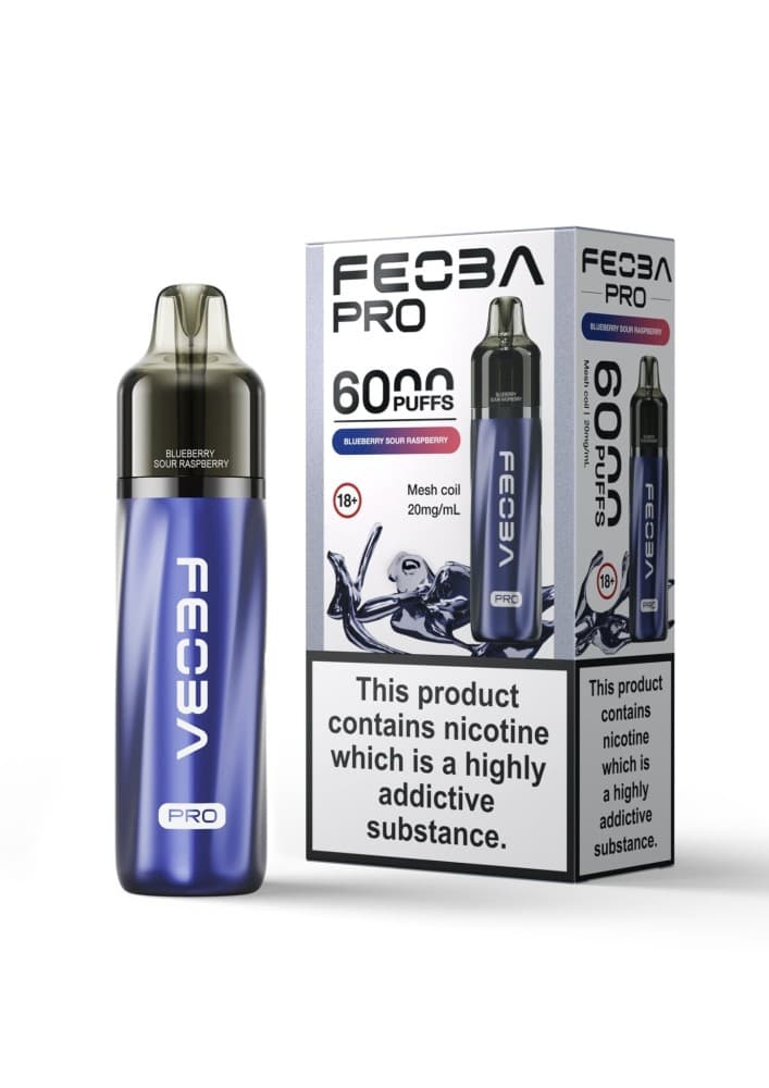 Blue Sour Raspberry Feoba Pro 6000+ Prefilled Pod Vape Box of 5