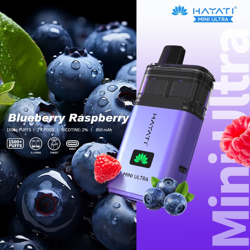 Blueberry Raspberry Hayati Mini Ultra 1500 Disposable Vape - Box of 5