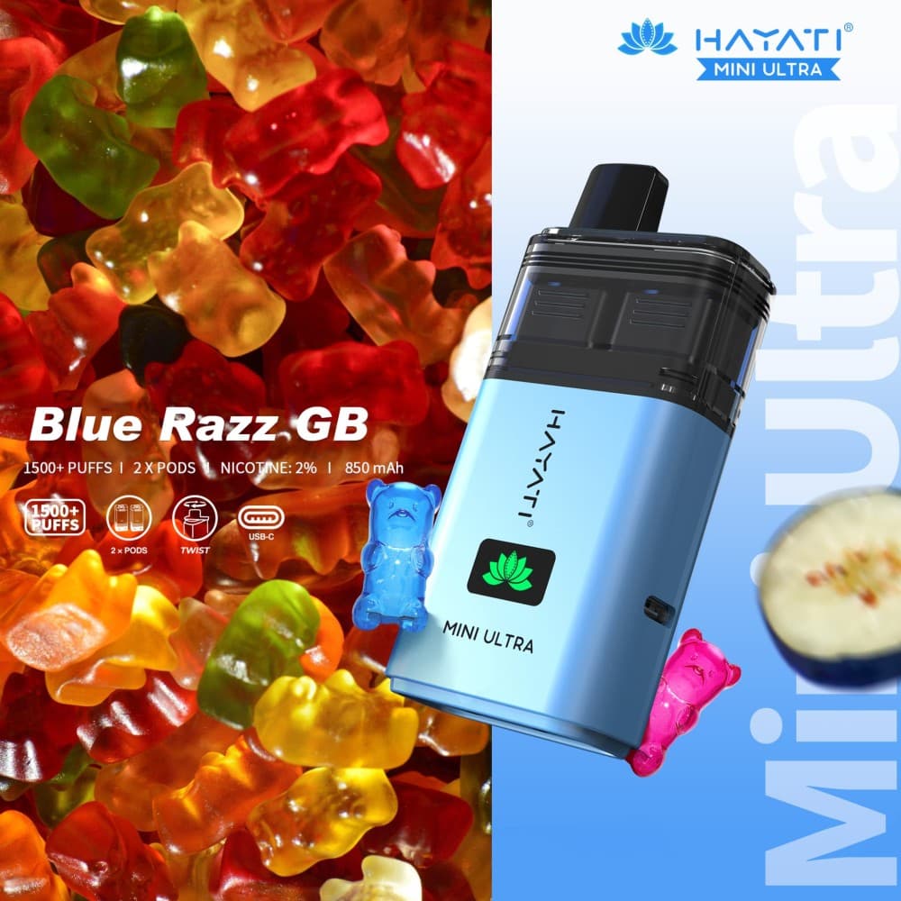 Blue Razz GB Hayati Mini Ultra 1500 Disposable Vape - Box of 5