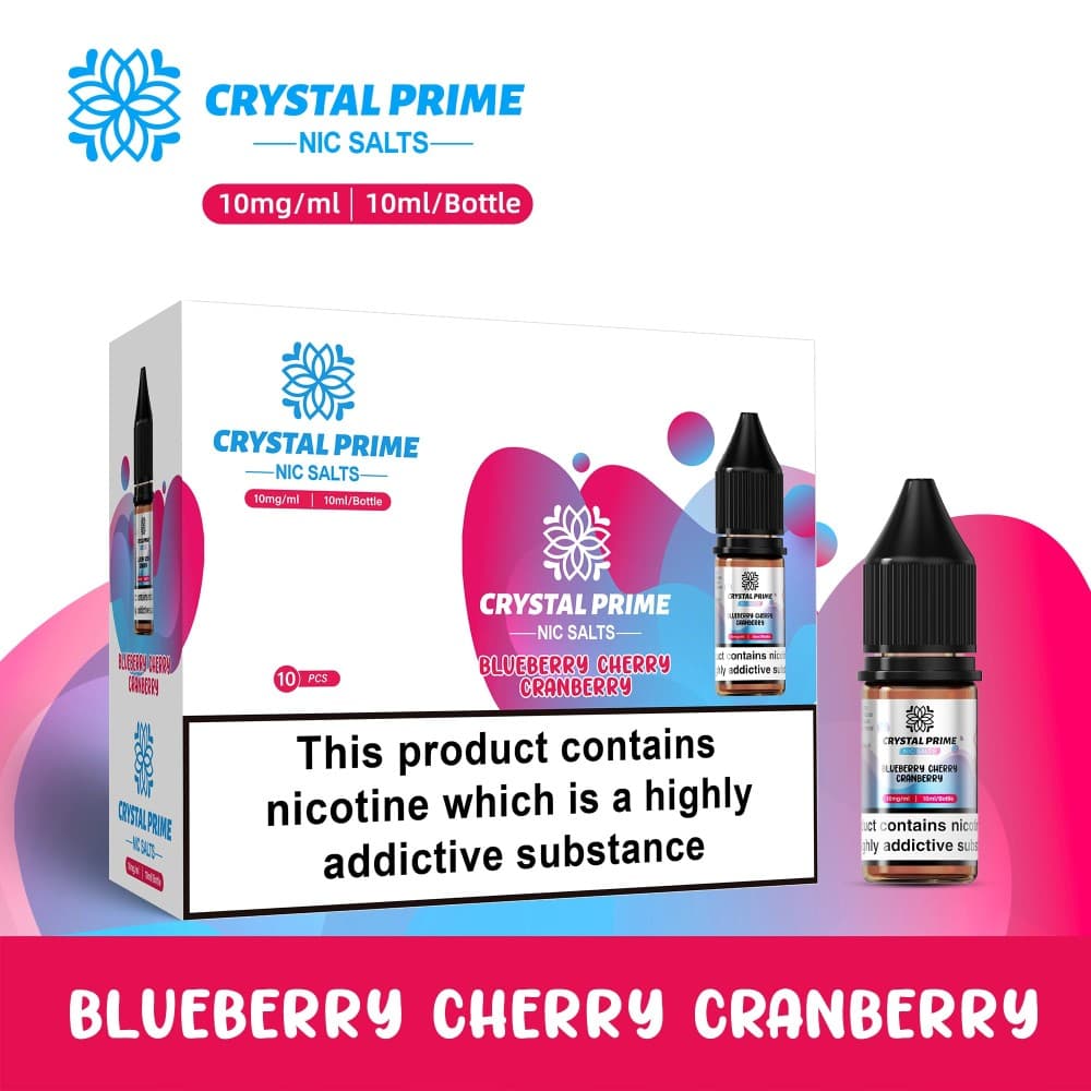 Blueberry Cherry Cranberry / 10mg Crystal Prime 7000 Nic Salts 10ml E-liquids (BOX OF 10)