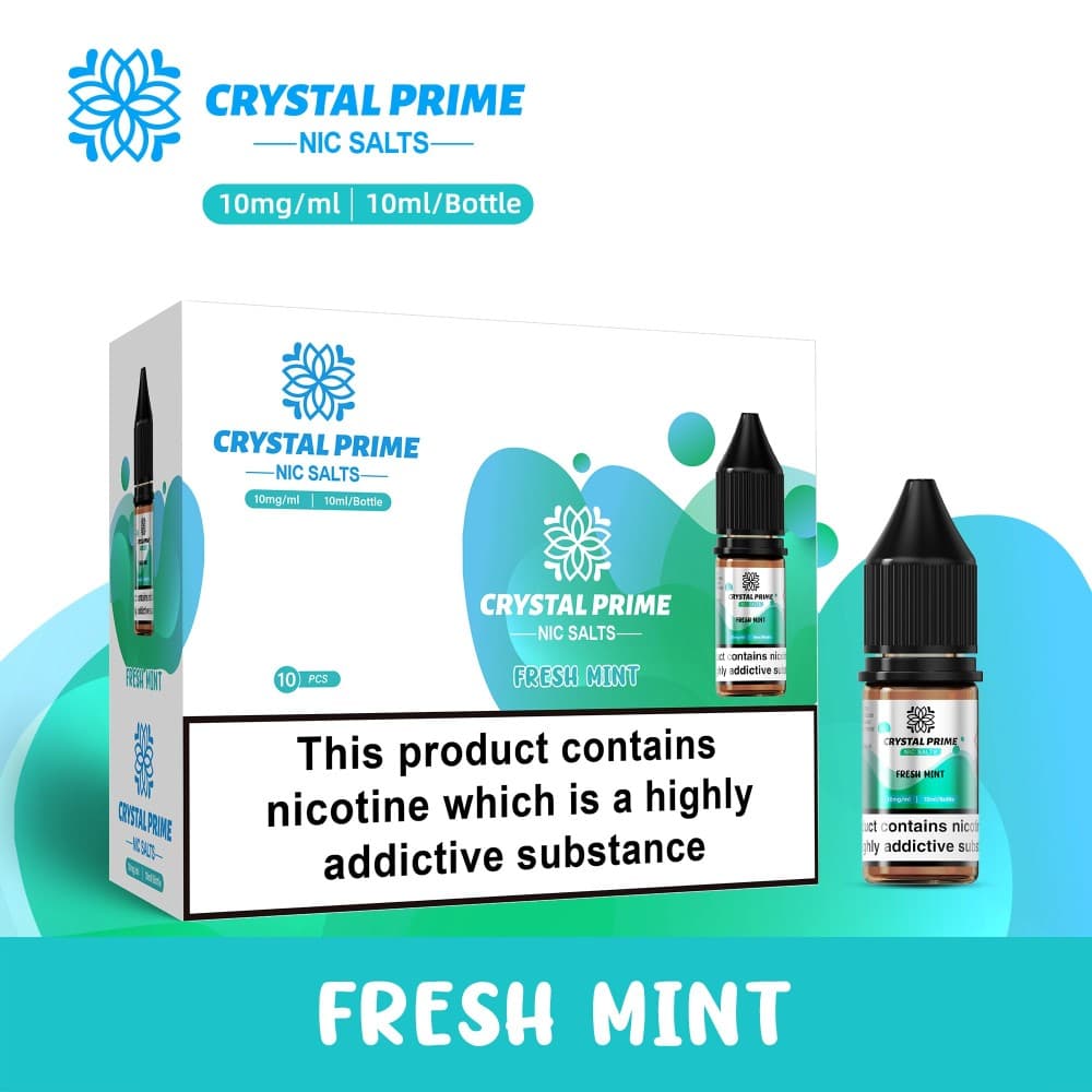 Fresh Mint / 10mg Crystal Prime 7000 Nic Salts 10ml E-liquids (BOX OF 10)