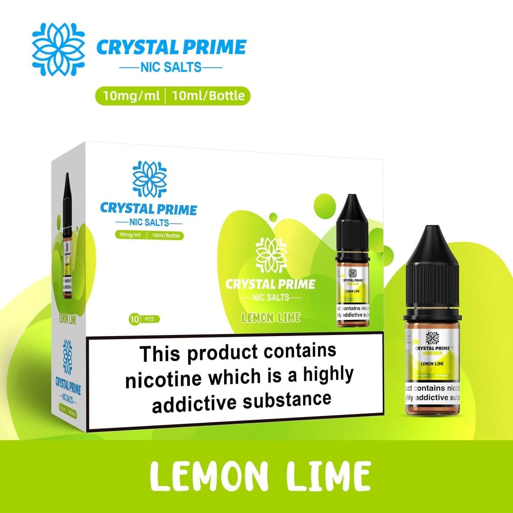 Lemon Lime / 10mg Crystal Prime 7000 Nic Salts 10ml E-liquids (BOX OF 10)