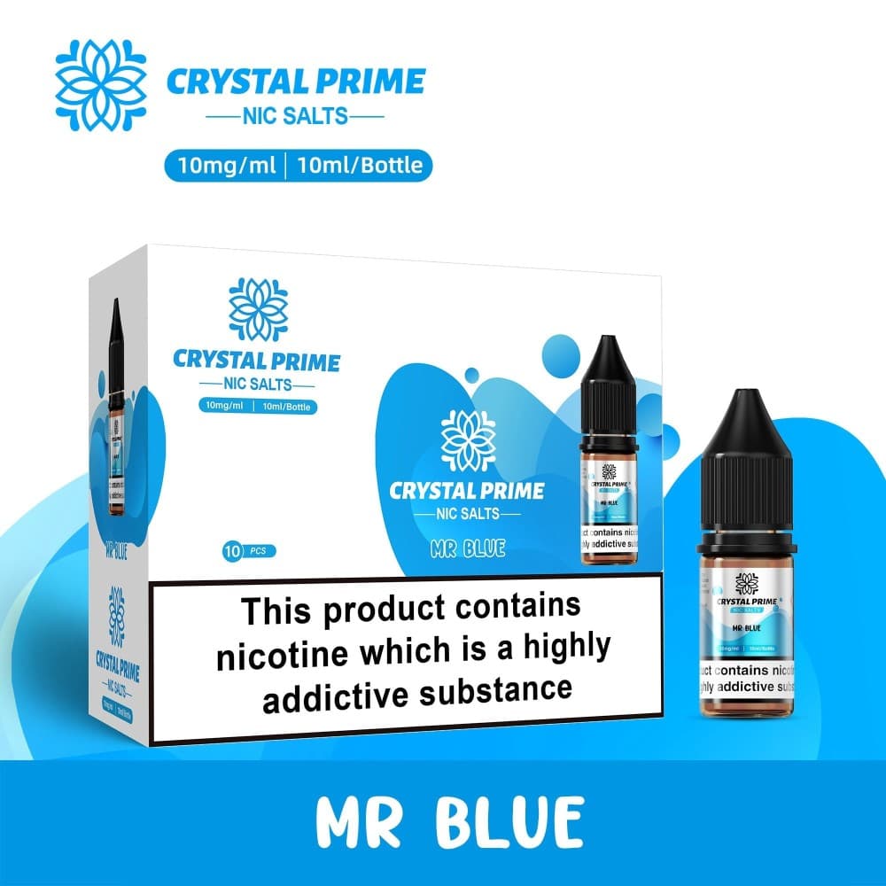 Mr Blue / 10mg Crystal Prime 7000 Nic Salts 10ml E-liquids (BOX OF 10)