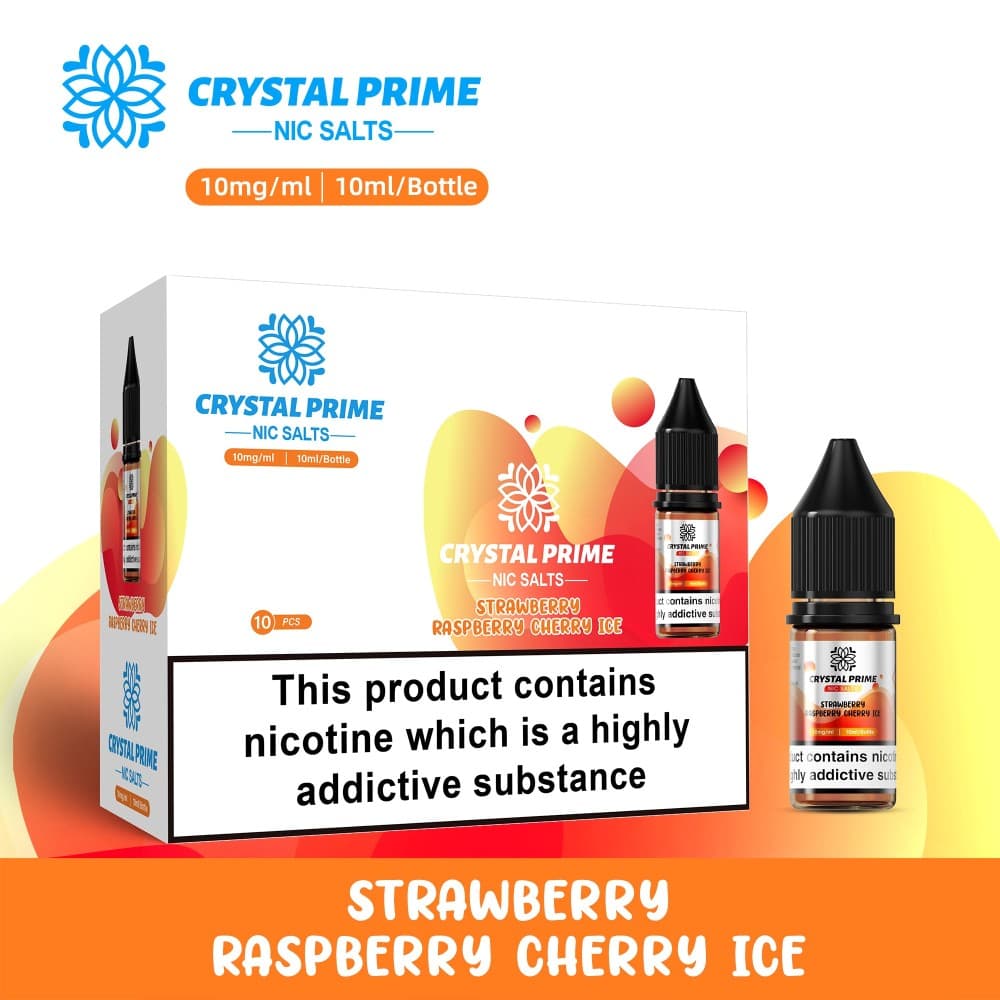 Strawberry Raspberry Cherry / 10mg Crystal Prime 7000 Nic Salts 10ml E-liquids (BOX OF 10)