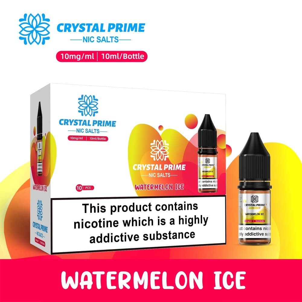 Watermelon Ice / 10mg Crystal Prime 7000 Nic Salts 10ml E-liquids (BOX OF 10)