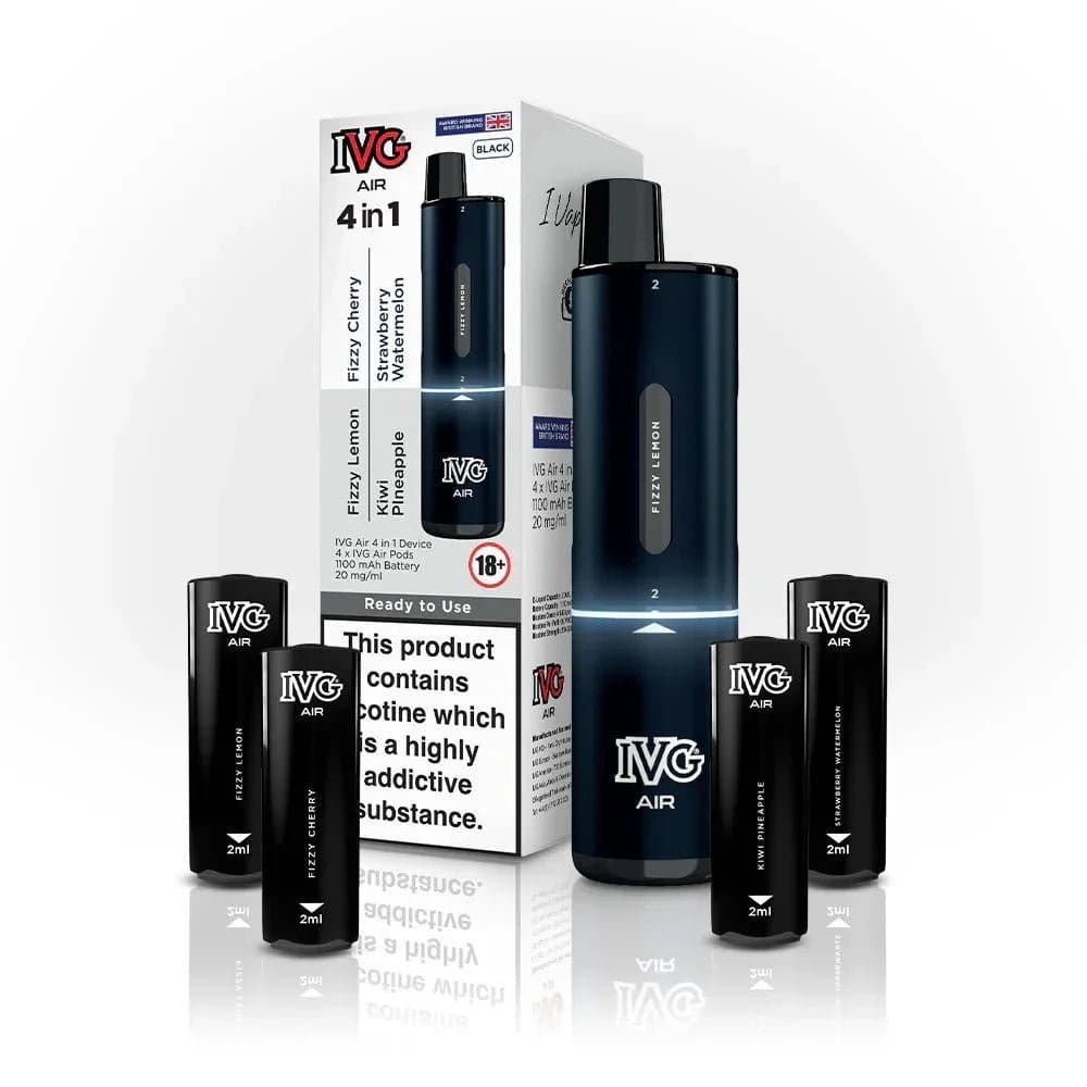 Black Edition (4 Pods x Multi Flavours) 4 in 1 IVG Air 2400 Disposable Vape