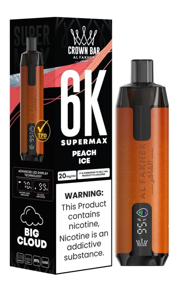 Peach Ice Al Fakher Supermax 6000 Puffs Disposable Vape Pod Kit