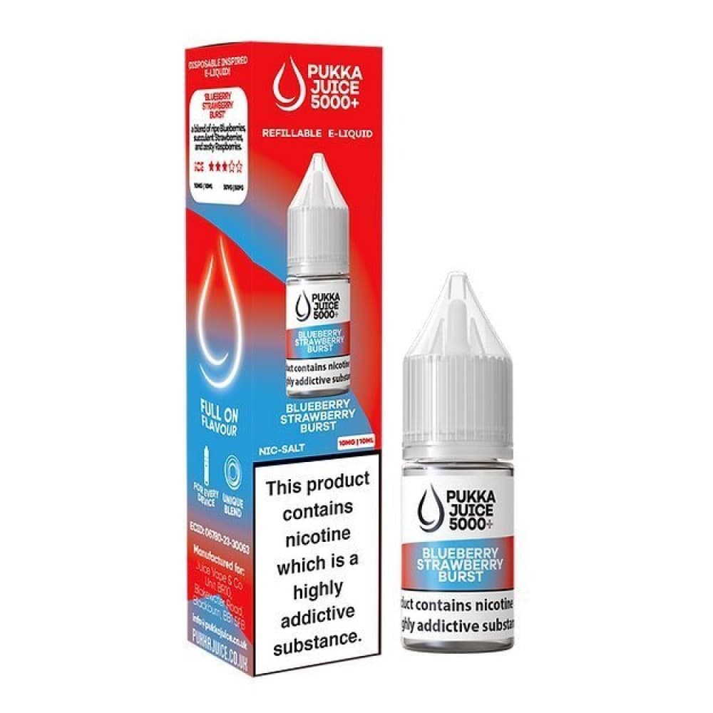 Blueberry Strawberry Burst / 10mg Pukka Juice 5000+ Nic Salts 10ml - Box of 10