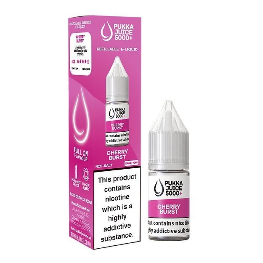 Cherry Burst / 10mg Pukka Juice 5000+ Nic Salts 10ml - Box of 10
