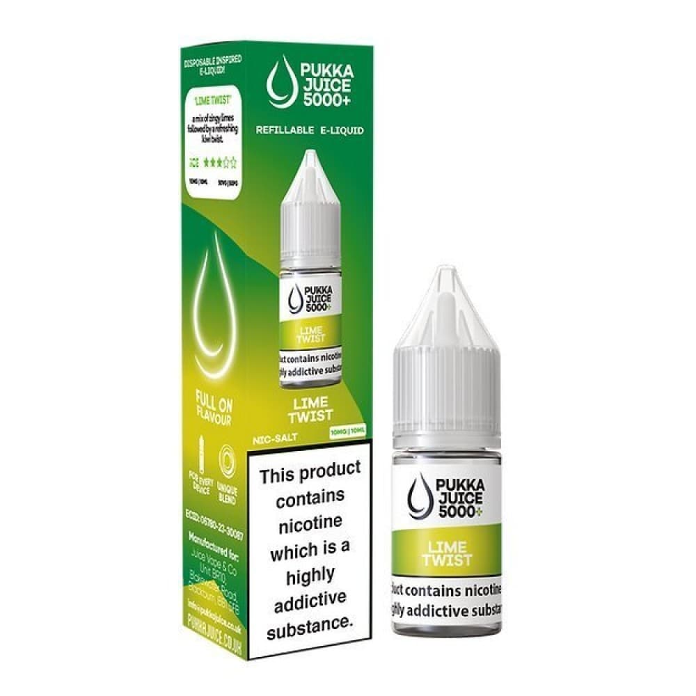 Lime Twist / 10mg Pukka Juice 5000+ Nic Salts 10ml - Box of 10