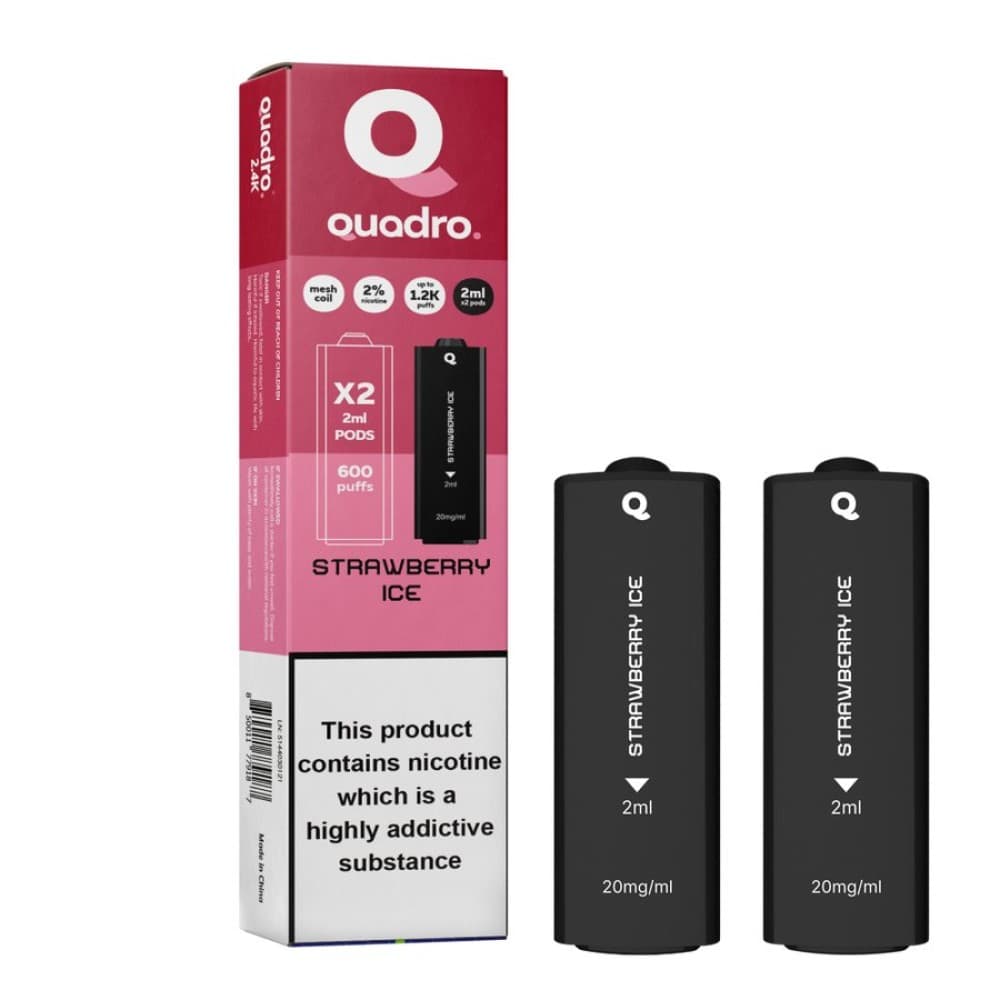 Strawberry Ice 4 in 1 Quadro 2400 Puffs Replacement Pods