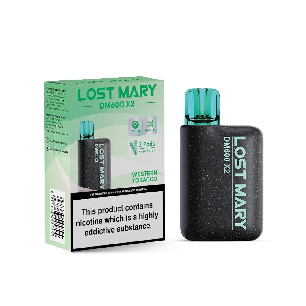 Western Tobacco Lost Mary DM600 X2 1200 Puffs Vape Pod Kit -Box of 5