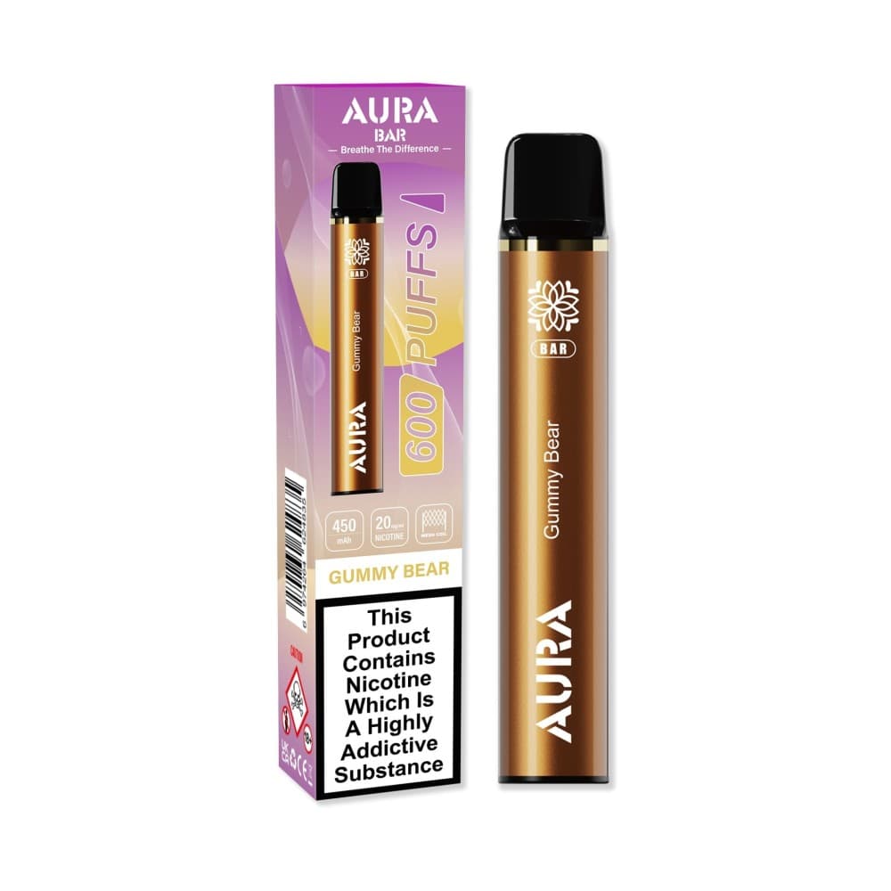 Gummy Bear Crystal Prime Aura Bar 600 Puffs Vape Pod Kit - Box of 10