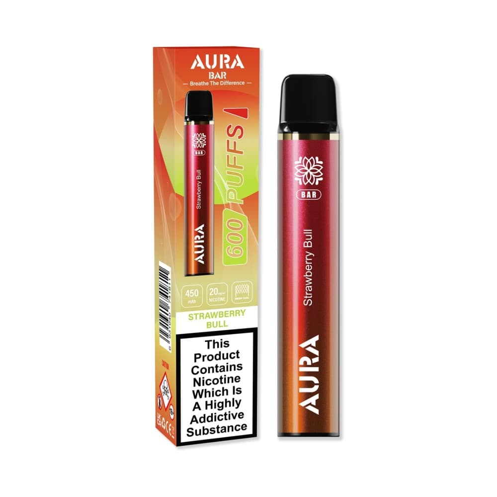 Strawberry Bull Crystal Prime Aura Bar 600 Puffs Vape Pod Kit - Box of 10