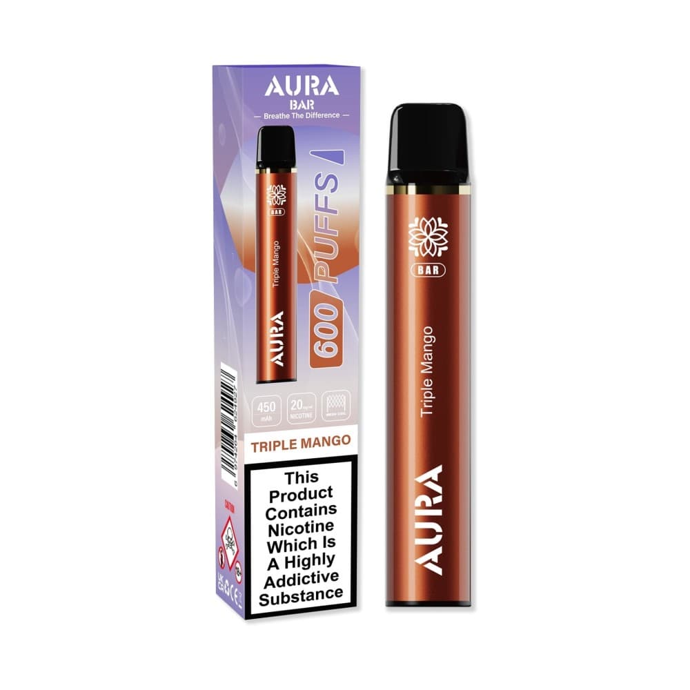 Triple Mango Crystal Prime Aura Bar 600 Puffs Vape Pod Kit - Box of 10