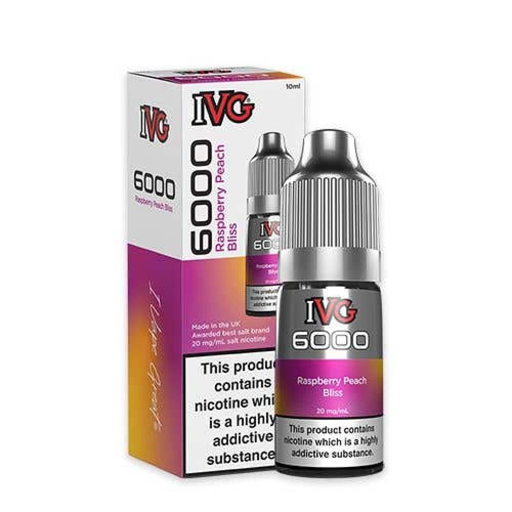 Raspberry Peach Bliss / 10mg IVG 6000 Nic Salt 10ml Bottle Box of 10