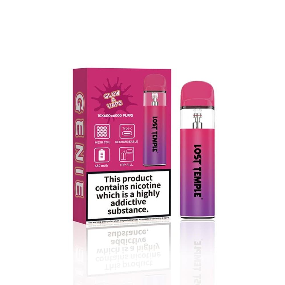 Pink Purple Lost Temple Genie Glow & Vape Refillable Pod System Kit