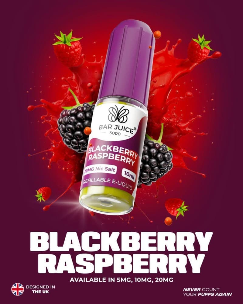 Blackberry Raspberry *New* / 10mg Bar Juice 5000 10ml Nic Salts E-liquid - Box of 10