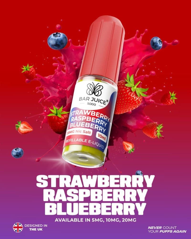 Strawberry Raspberry Blueberry *New* / 10mg Bar Juice 5000 10ml Nic Salts E-liquid - Box of 10