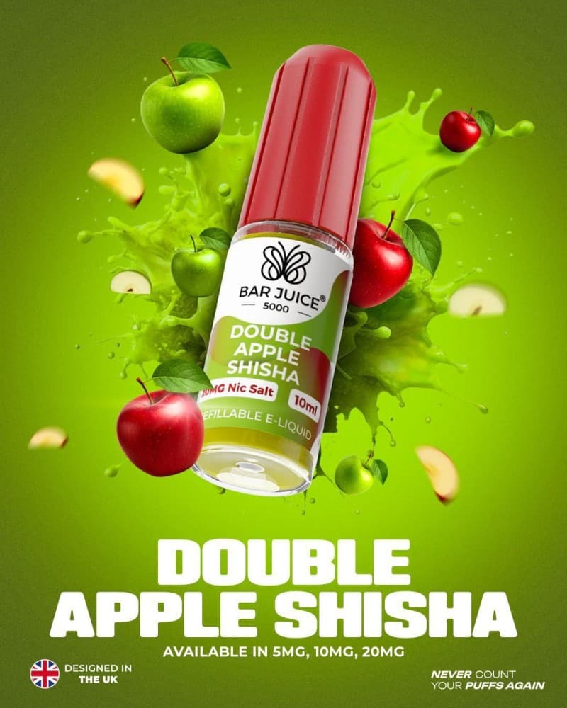 Double Apple Shisha *New* / 10mg Bar Juice 5000 10ml Nic Salts E-liquid - Box of 10