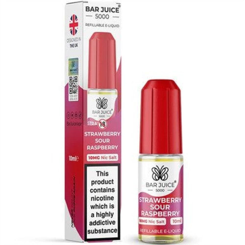 Strawberry Sour Raspberry *New* / 10mg Bar Juice 5000 10ml Nic Salts E-liquid - Box of 10