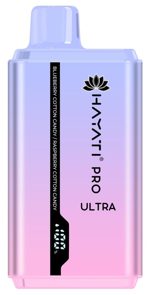 Blueberry Cotton Candy / Raspberry Cotton Candy Hayati Pro Ultra 15000 Puffs Prefilled Vape Kit Box of 10
