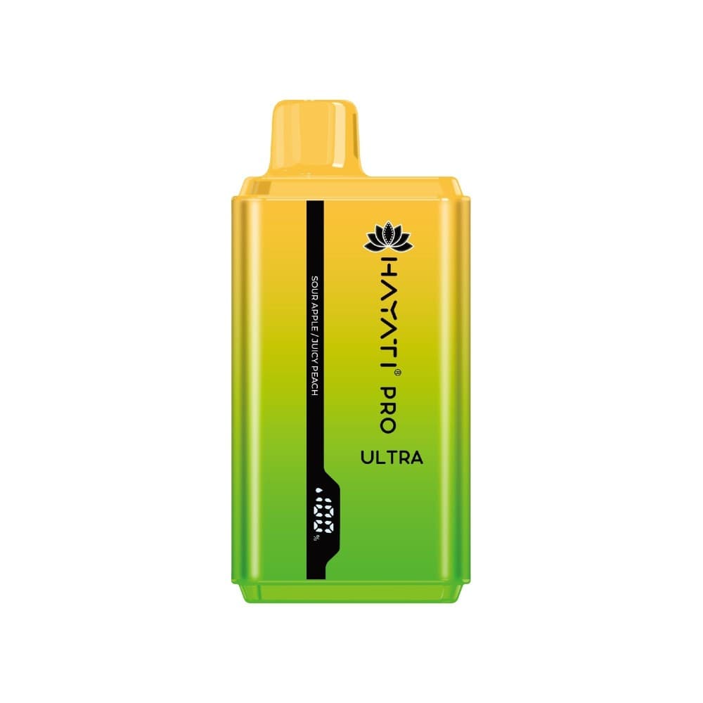 Sour Apple/Juicy Peach Hayati Pro Ultra 15000 Puffs Prefilled Vape Kit Box of 10