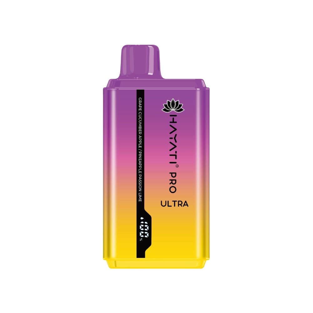 Grape Cucumber/Grape Pineapple Passion Lime Hayati Pro Ultra 15000 Puffs Prefilled Vape Kit Box of 10