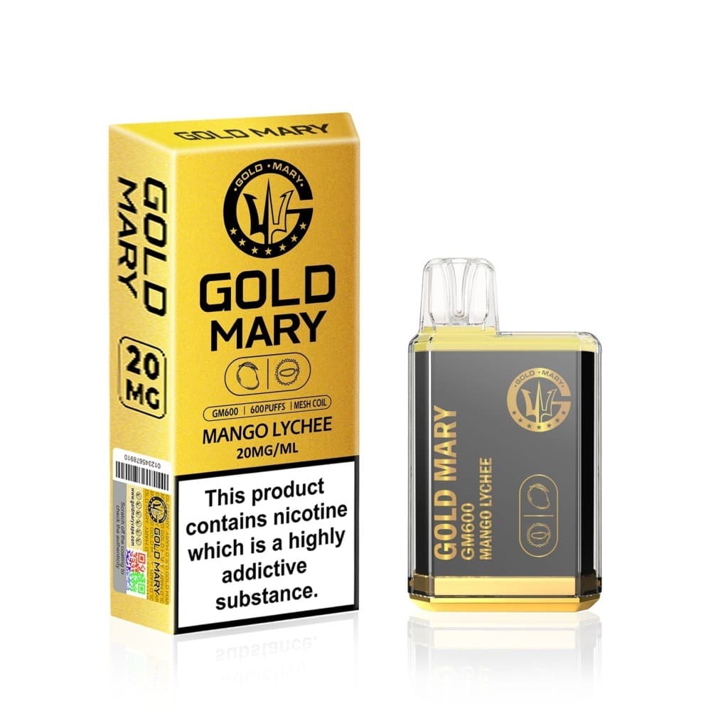 Mango Lychee Gold Mary GM600 Vape Puff Bar Kit - Box of 10