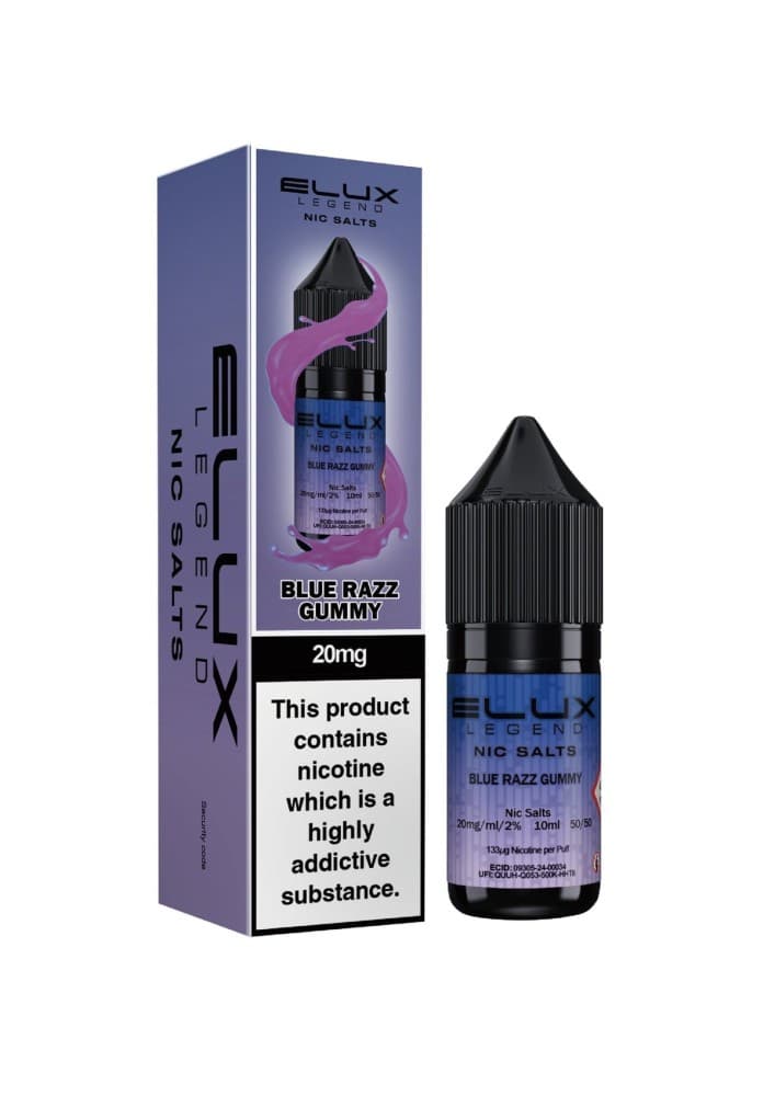 Blue Razz Gummy / 10mg Elux Legend Nic Salts - 10ml E-liquids - Box of 10