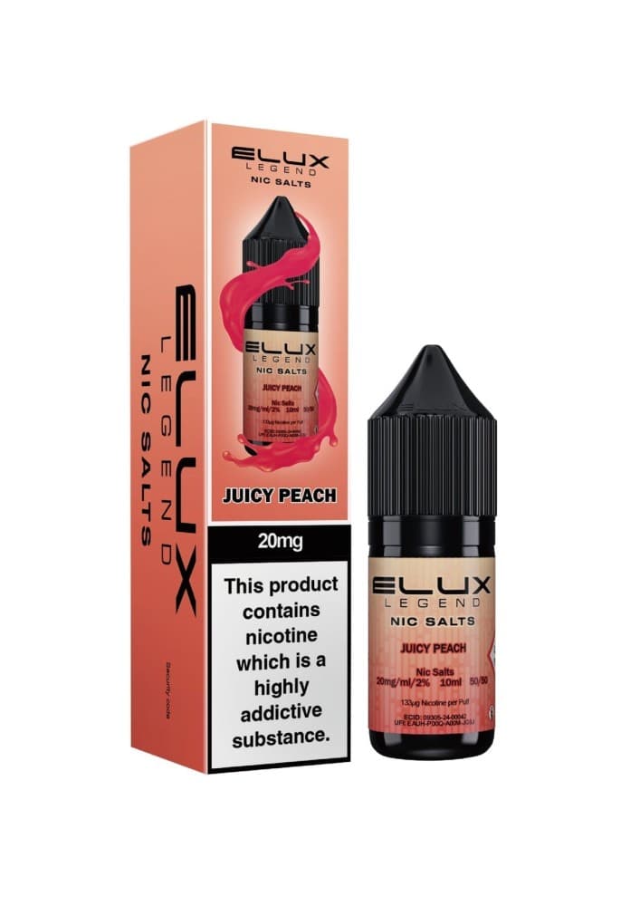 Juicy Peach / 10mg Elux Legend Nic Salts - 10ml E-liquids - Box of 10