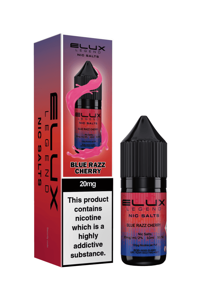 Blue Razz Cherry *New* / 10mg Elux Legend Nic Salts - 10ml E-liquids - Box of 10