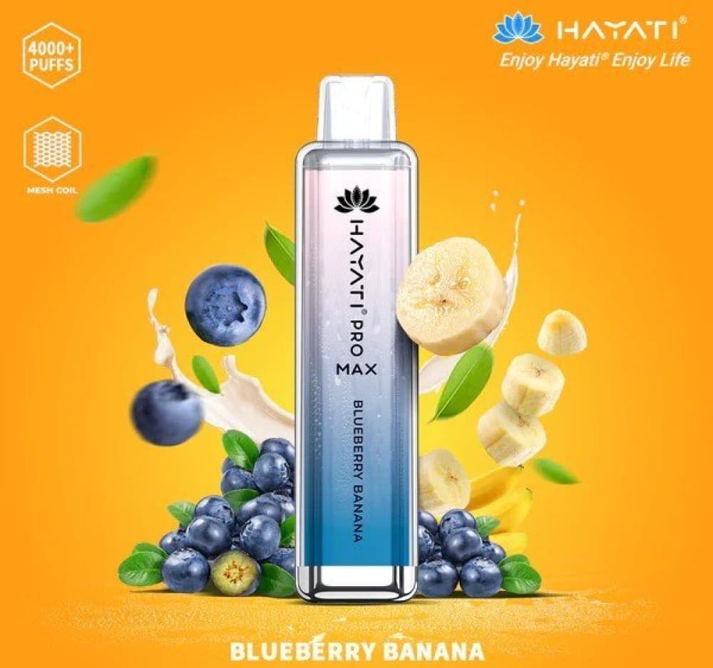 Blueberry Banana Hayati Crystal Pro Max 4000 Prefilled Vape Kit Box of 10