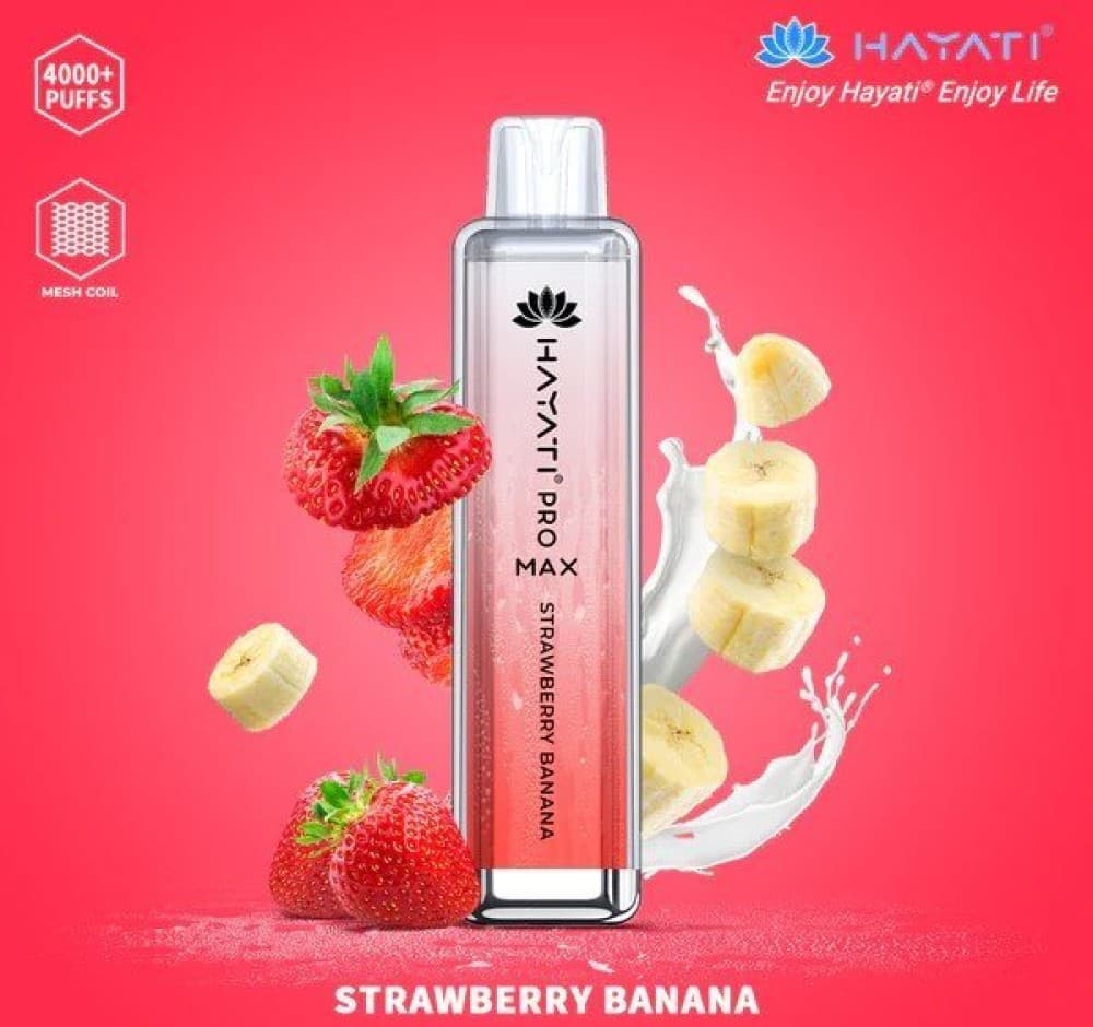 Strawberry Banana Hayati Crystal Pro Max 4000 Prefilled Vape Kit Box of 10