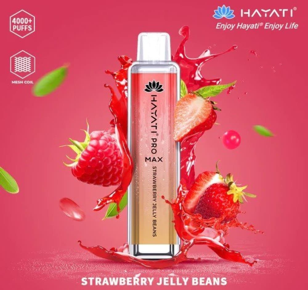 Strawberry Jelly Beans Hayati Crystal Pro Max 4000 Prefilled Vape Kit Box of 10