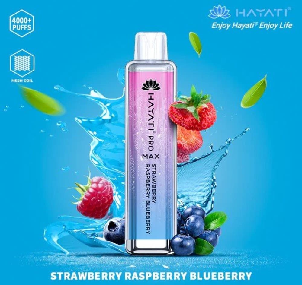 Strawberry Raspberry Blueberry Hayati Crystal Pro Max 4000 Prefilled Vape Kit Box of 10