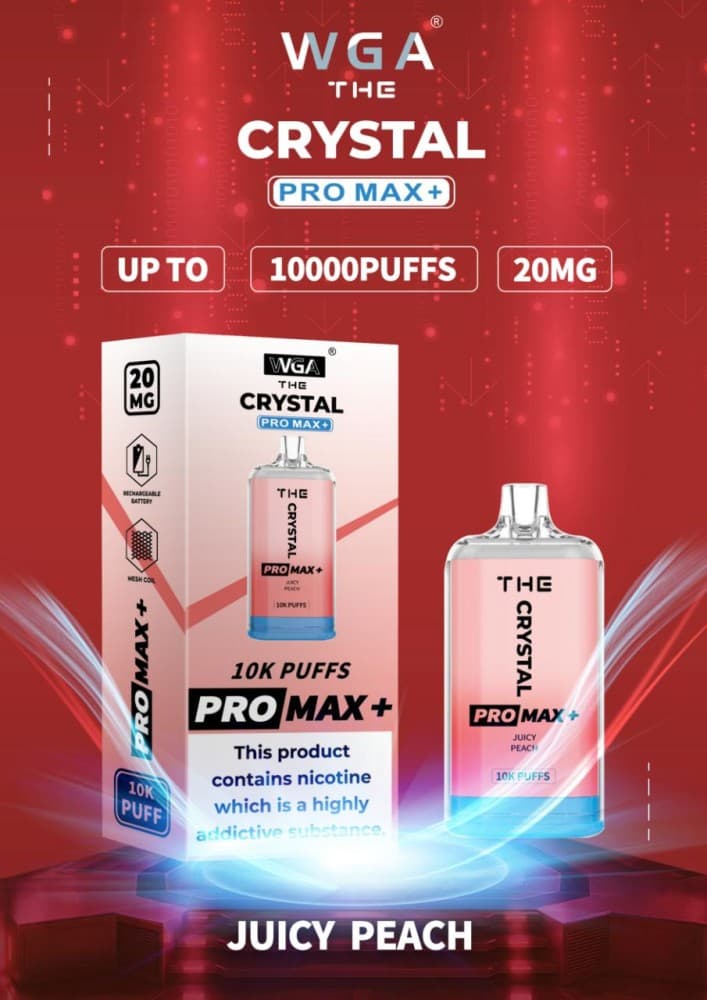 Juicy Peach The Crystal Pro Max + 10000 Vape Kit Box of 10