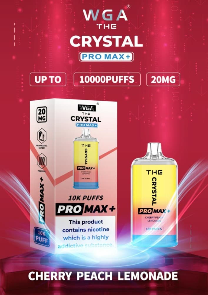 Cherry Peach Lemonade The Crystal Pro Max + 10000 Vape Kit Box of 10