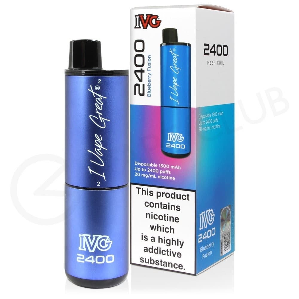 Blueberry Fusion IVG 2400 Disposable Vape Pod Puff Device - Box of 5