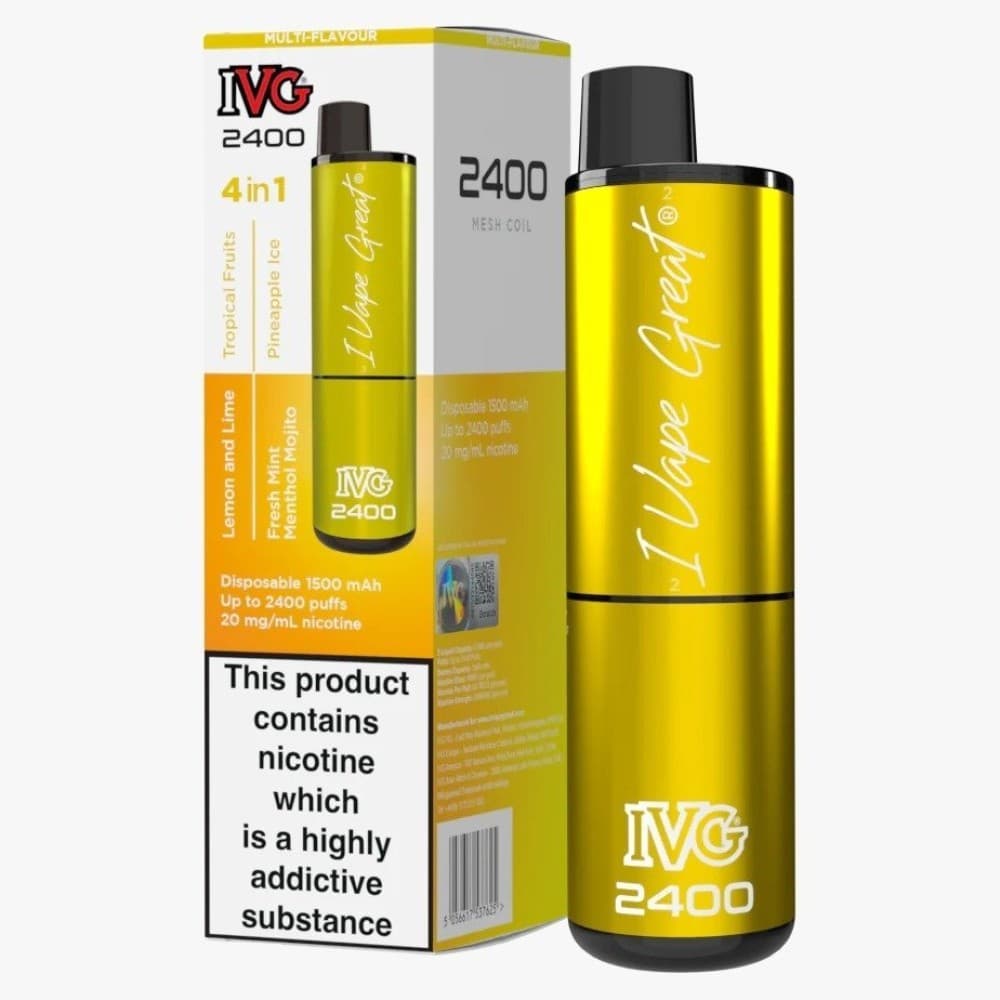Yellow Edition ( 4 Mix Flavours ) IVG 2400 Disposable Vape Pod Puff Device - Box of 5