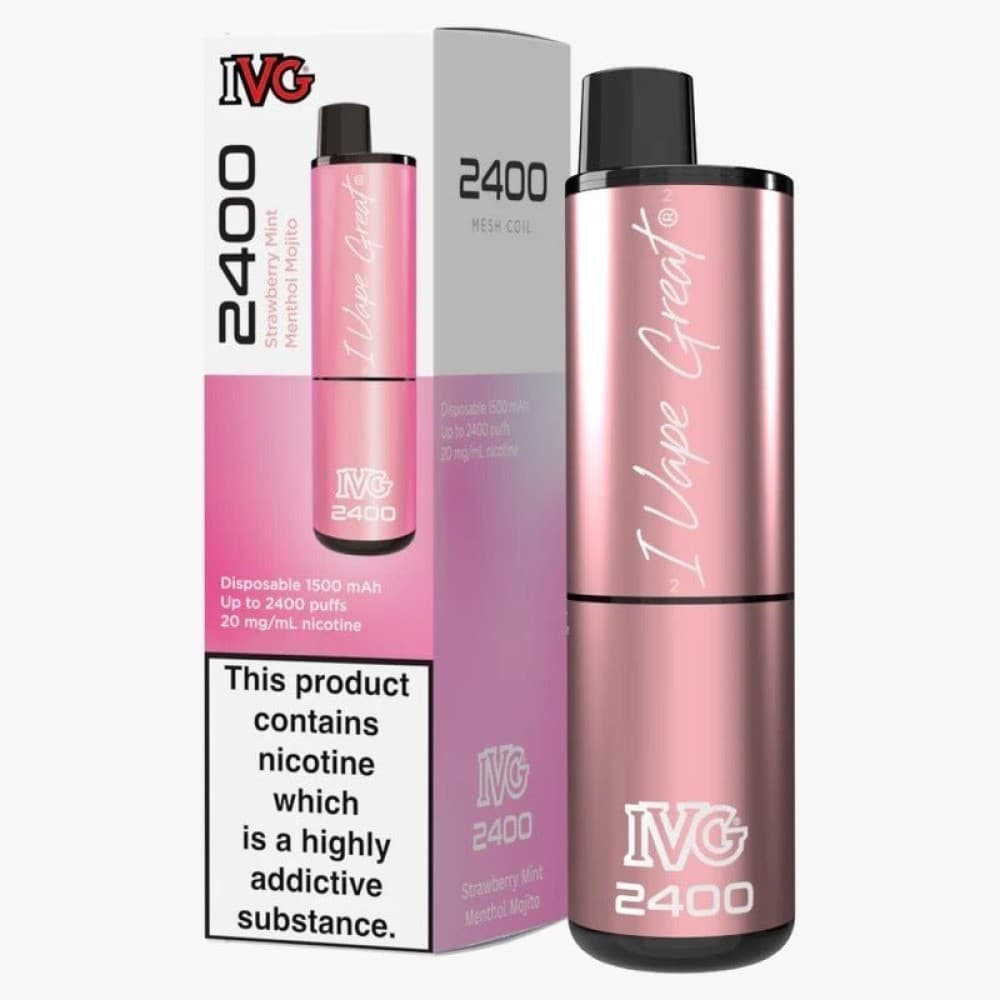 Strawberry Mint Menthol Mojito IVG 2400 Disposable Vape Pod Puff Device - Box of 5