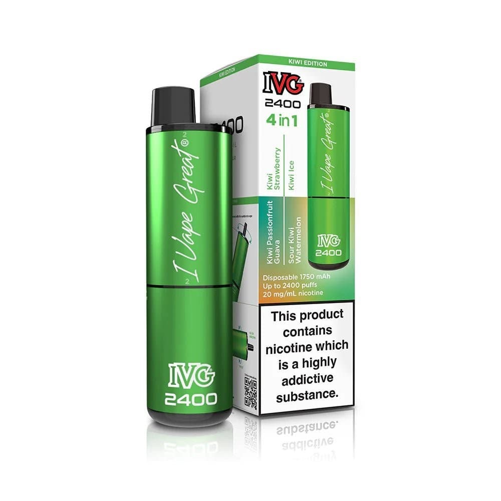 Kiwi Edition IVG 2400 Disposable Vape Pod Puff Device - Box of 5