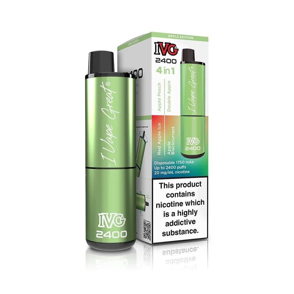 Apple Edition IVG 2400 Disposable Vape Pod Puff Device - Box of 5
