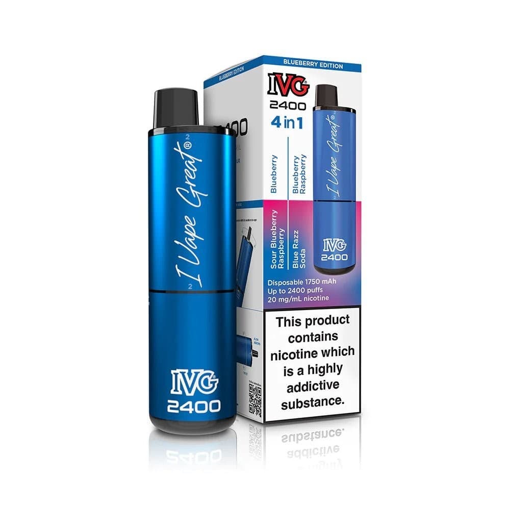 Blueberry Edition IVG 2400 Disposable Vape Pod Puff Device - Box of 5