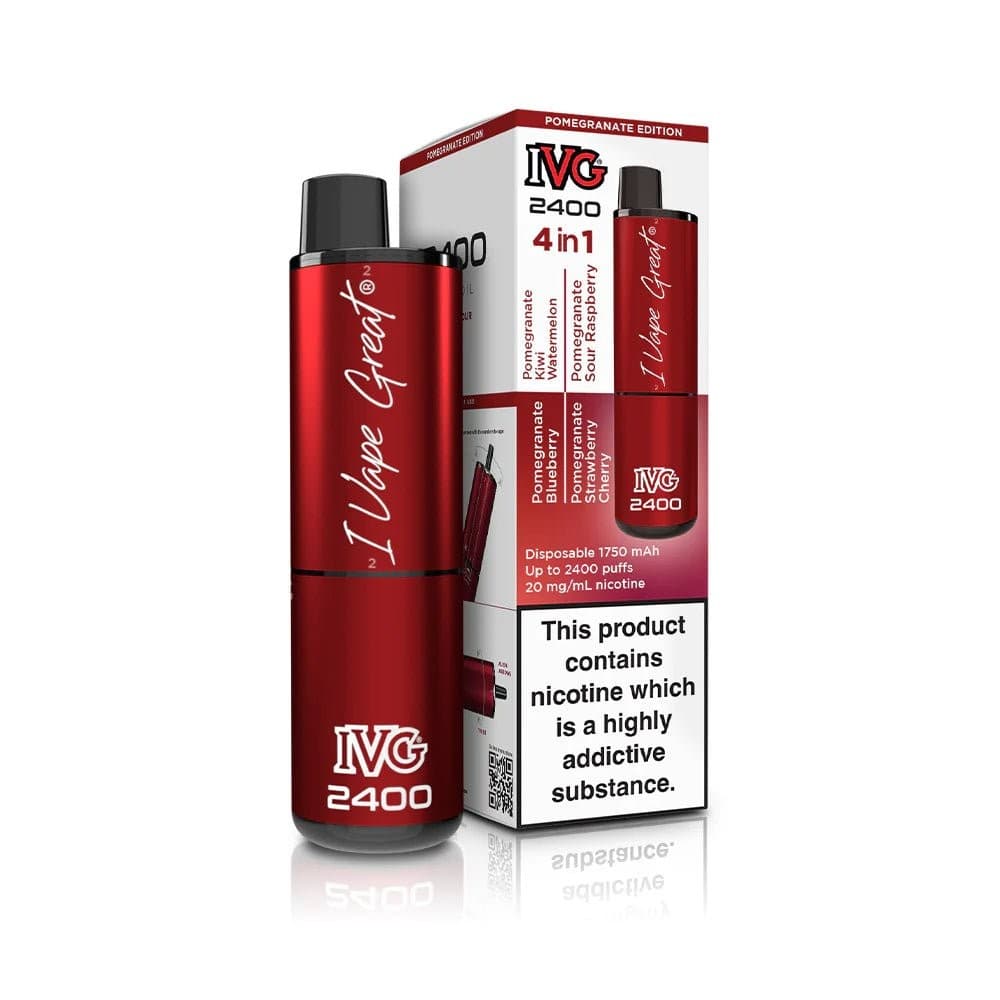 Pomegranate Edition IVG 2400 Disposable Vape Pod Puff Device - Box of 5