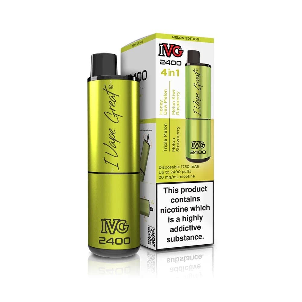 Melon Edition IVG 2400 Disposable Vape Pod Puff Device - Box of 5