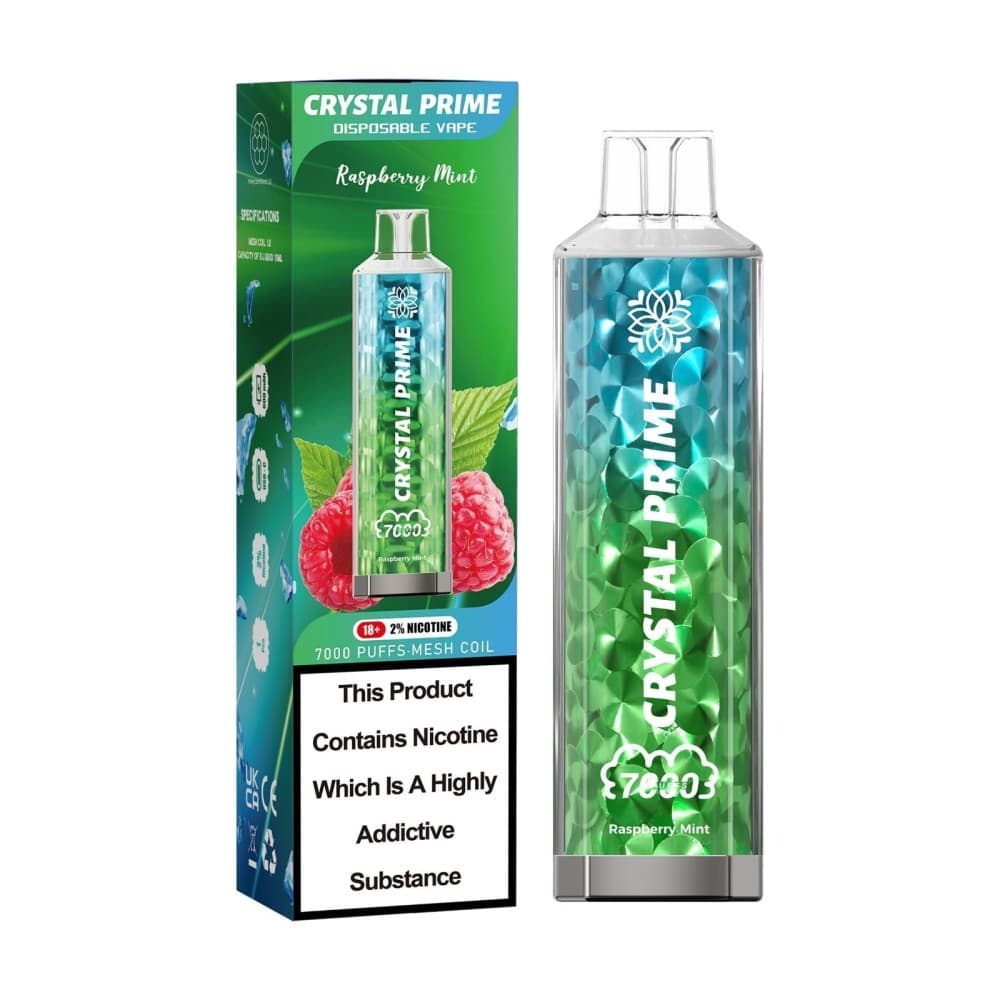 Raspberry Mint Crystal Prime 3D Effects 7000 Vape Kit Box of 10