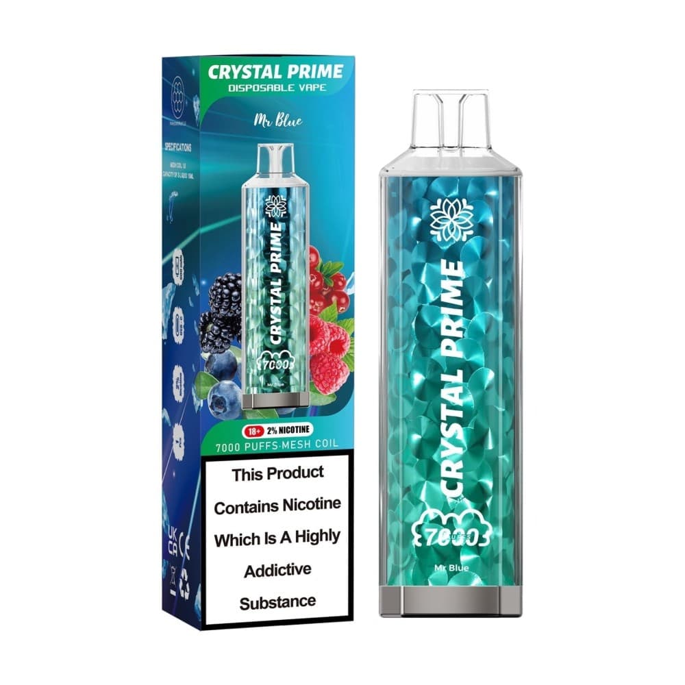 Mr Blue Crystal Prime 3D Effects 7000 Vape Kit Box of 10