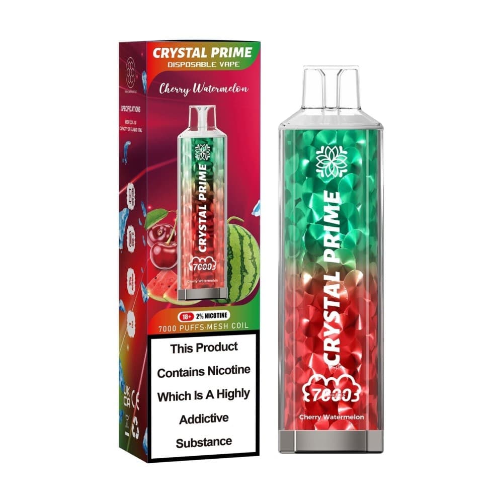 Cherry Watermelon Crystal Prime 3D Effects 7000 Vape Kit Box of 10