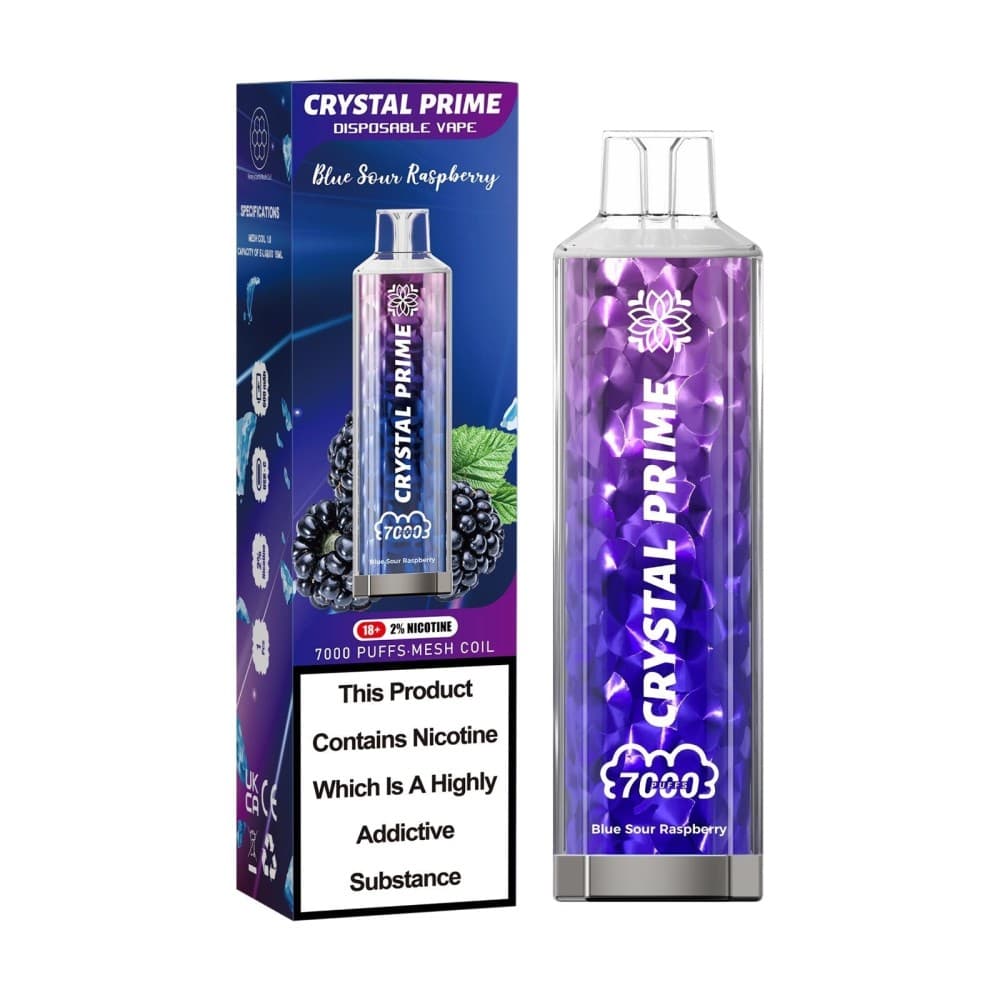 Blue Sour Raspberry Crystal Prime 3D Effects 7000 Vape Kit Box of 10